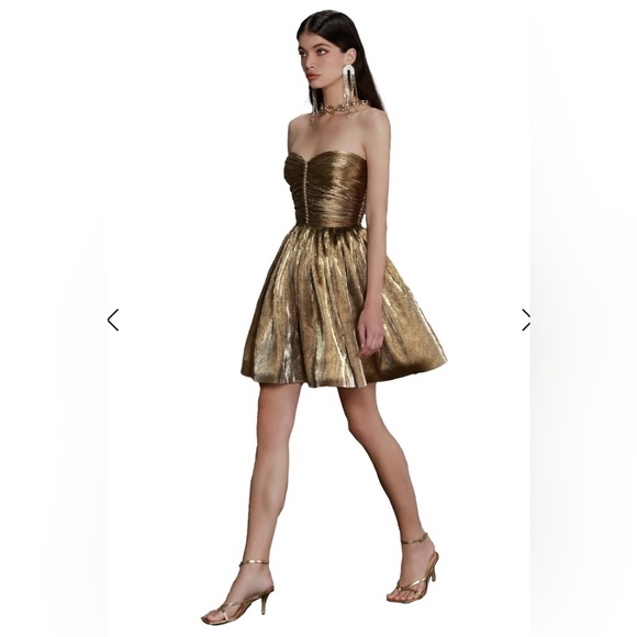 Bronx And Banco Florence Strapless Gold Mini Dress. - Picture 7 of 13